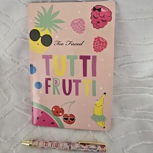 Too Faced NEW Tutti Frutti Pink Notebook and Pen